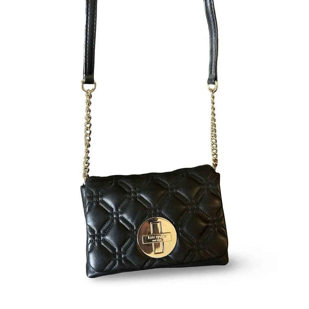 Kate Spade Black-Pink Leather Silver hardware Astor Court Naomi Crossbody Bag